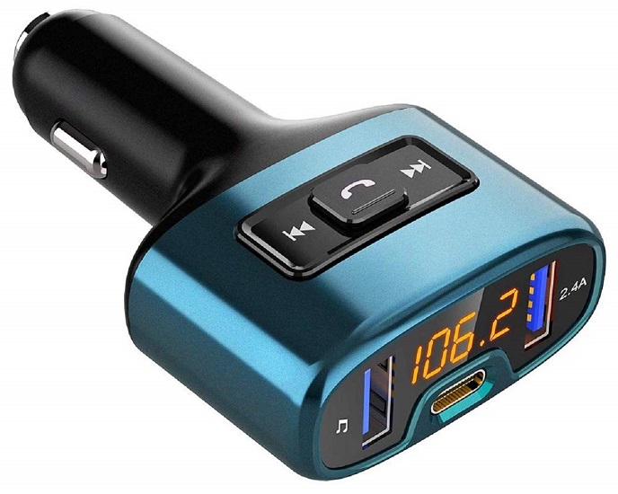 Bluetooth FM Transmitter for Car, COMSOON Wireless Radio Receiver Music Player Car Kit with PD 18W Type-C Charger Ports, Dual USB Ports, Hands Free Calling, Support USB Flash Drive (Black)