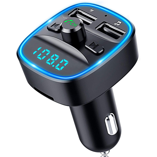 [Upgraded] COMSOON Bluetooth FM Transmitter for Car, Bluetooth Car Adapter  MP3 Player FM Transmitter, Hands-Free Calling, Dual USB Ports (5V/2.4A 