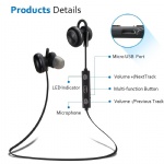 Comsoon Bluetooth Headphones, [Magnet Attraction] [Adjustable Ear Hook]Wireless V4.1 In-ear Sports Earbuds Noise Cancelling Sweatproof Stereo Headset Earphones with Micphone (Black)