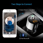 Comsoon Bluetooth FM Transmitter, Car Bluetooth MP3 Player Wireless Radio Adapter with Dual USB Charging Ports 5V/2.4A, HandsFree Car kits Bluetooth Receiver for iPhone Androit (Silver)