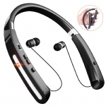 Wireless Bluetooth Headphones, Comsoon Neckband Headset [20 Hours Playtime][Foldable Design] with Retractable Earbuds, Sweatproof Sport Running In Ear Stereo Earphones with Mic (Black)