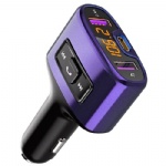 Bluetooth FM Transmitter, Comsoon Wireless Radio Adapter Receiver Car Kit with 18W USB Type-C Car Charger Port & 5V/2.4A Dual USB Ports, Support USB Flash Drive, Hands-Free Calling (Purple)