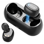 QCY Auriculares Bluetooth, Mini Auriculares Inalámbricos Doble con Caja de Carga Portátil, Bluetooth 5.0, 16H Tiempo de Reproducción, Áuricular Estéreo A Prueba de Sudor con Micrófono para Deportivos