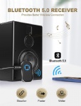 COMSOON AUX Bluetooth Adapter for Car, [Upgraded] Bluetooth 5.0 Music Receiver for Home Stereo/Wired Headphones/Speakers, Noise Cancellation, 16H Battery Life, Dual Connect (Elegant Black)