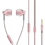 Headphones, Super Bass In-Ear Headphone with Mic, Wired Headset Earbuds Stereo & Remote Control Noise Reduction for Sports Running (Pink)